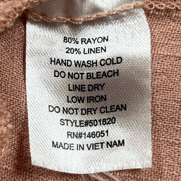 Monteau Salmon Colored Linen Blend Short Sleeve Dress. Size Large. Euro Summer. - Picture 5 of 9